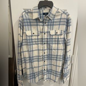 Blue and White Button Down Flannel - Unisex - Brand New Never Worn